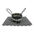 Black & Silver Double Weave Rope Mat with Black & Silver 3 Stripe Basket