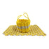 Yellow & Light Tan Double Weave Rope Mat with Yellow & Light Tan Three Stripe Basket