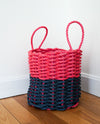 2 Stripe Maine Rope Mat Basket - Maine Rope Mats